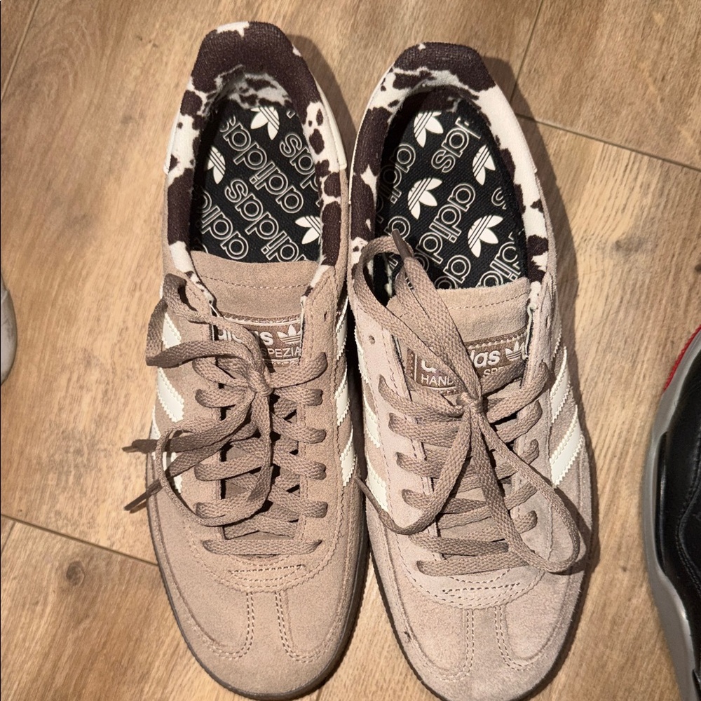 Adidas Tan Sneakers with Animal Print